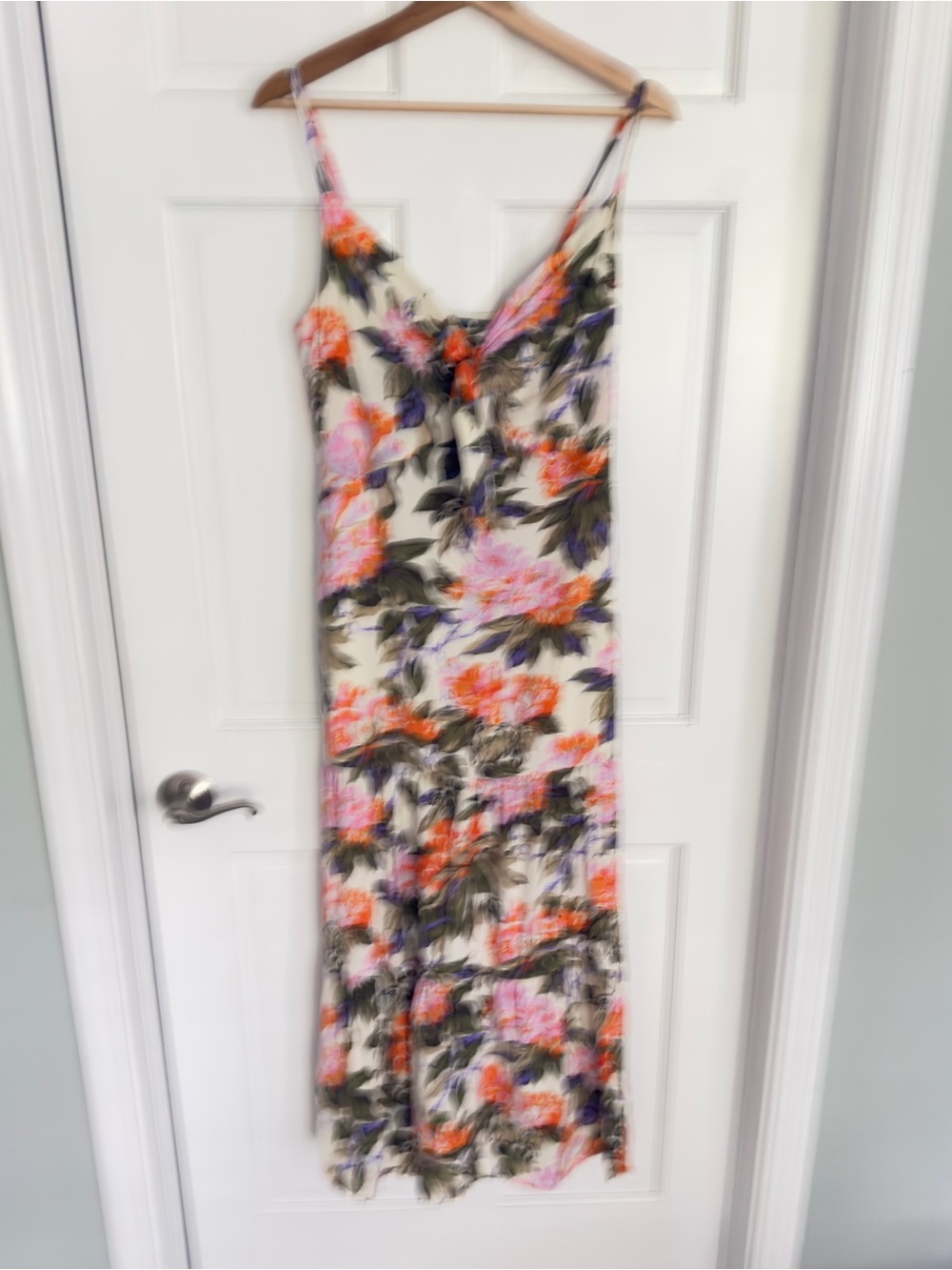 GAP Floral Slip Dress in Cream with Pink & Orange Blossoms M